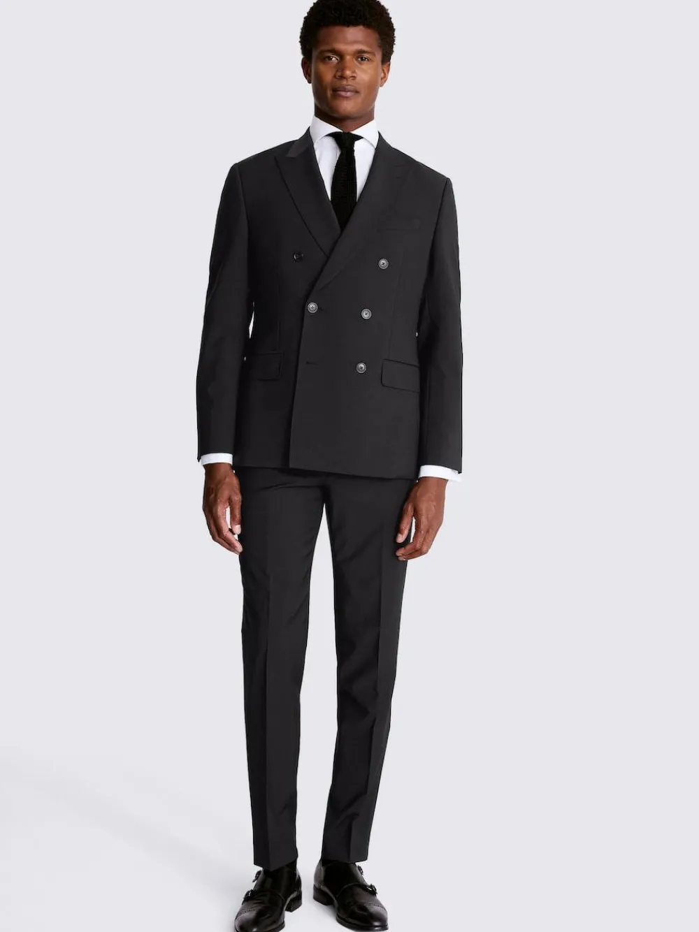 Discount MOSS Tailored Fit Performance Double Breasted Suit Jacket Black