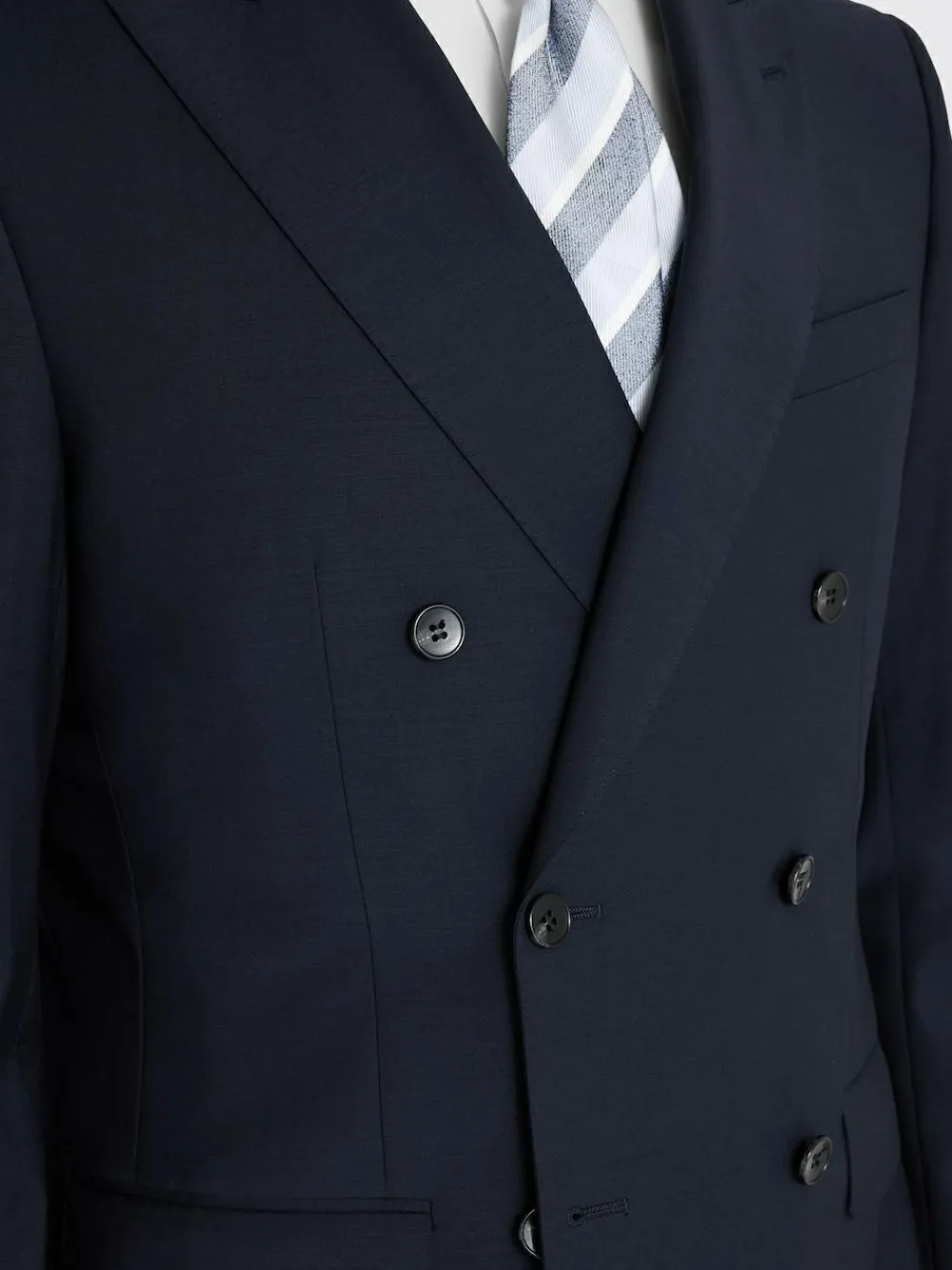 Best MOSS Tailored Fit Performance Double Breasted Suit Jacket Navy