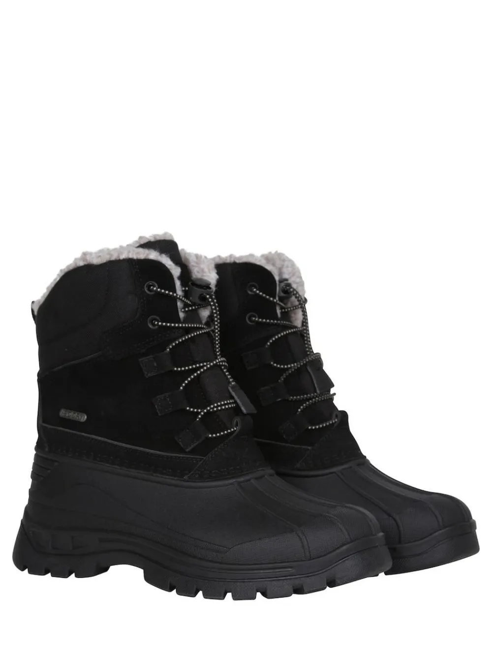 Discount Mountain Warehouse Black Sledge Waterproof Borg Line Snow Boots