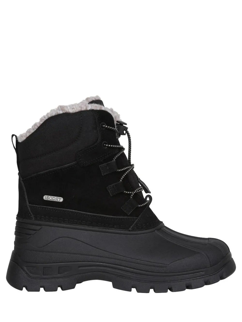 Discount Mountain Warehouse Black Sledge Waterproof Borg Line Snow Boots