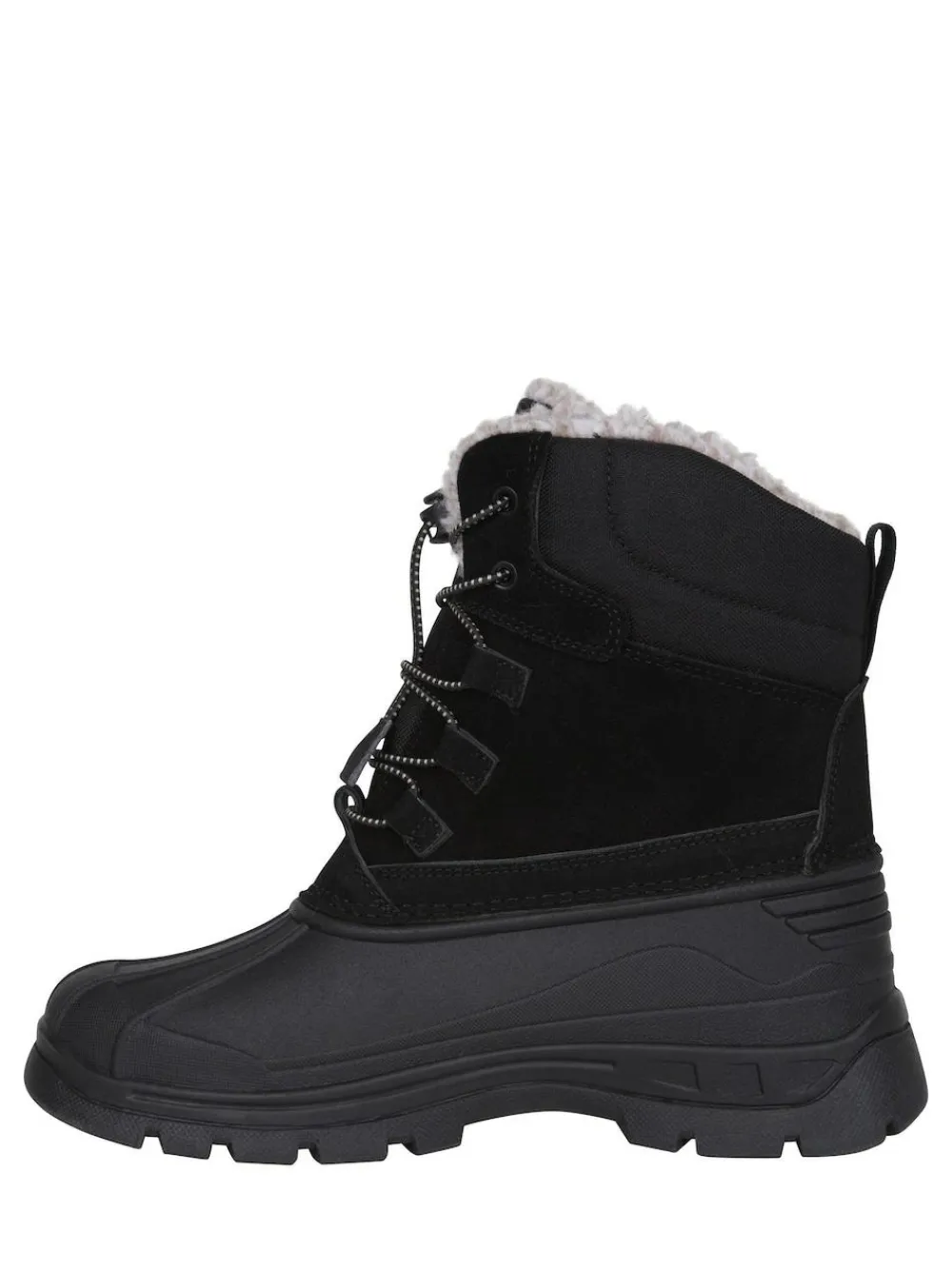 Discount Mountain Warehouse Black Sledge Waterproof Borg Line Snow Boots