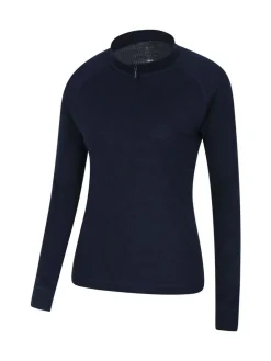 Outlet Mountain Warehouse Talus Womens Zip Neck Thermal Top Blue