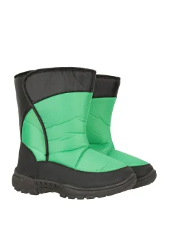 New Mountain Warehouse Caribou Kids Single Stripe Sherpa Lined Adaptive Snow Boots Green