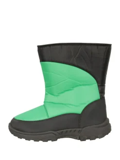 New Mountain Warehouse Caribou Kids Single Stripe Sherpa Lined Adaptive Snow Boots Green