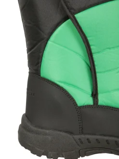 New Mountain Warehouse Caribou Kids Single Stripe Sherpa Lined Adaptive Snow Boots Green