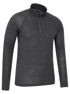 Hot Mountain Warehouse Grey Mens Merino II Long Sleeve Quarter Zip Thermal Top