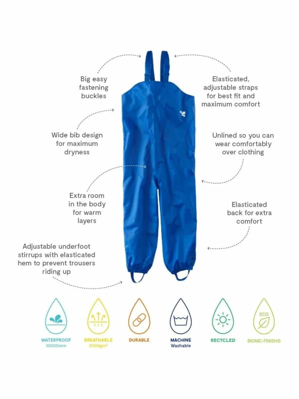 Muddy Puddles Originals Waterproof Dungarees^BOY Rompers & Overalls|Dungarees