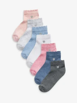 Online Next Multi 7 Pack Cotton Rich Embroidered Cushioned Sole Trainer Socks