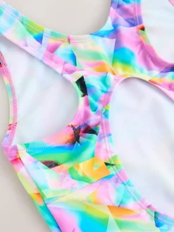 Sale Next Sports Open Back Swimsuit (3-16yrs) Multi Abstract