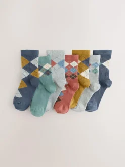 Next Multi Argyle Cotton Rich Socks 7 Pack^BOY Socks & Tights|Socks & Tights