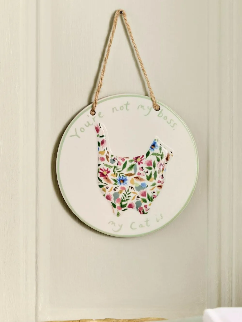Outlet Next Multi Ceramic Floral Cat Person Hanging Decoration