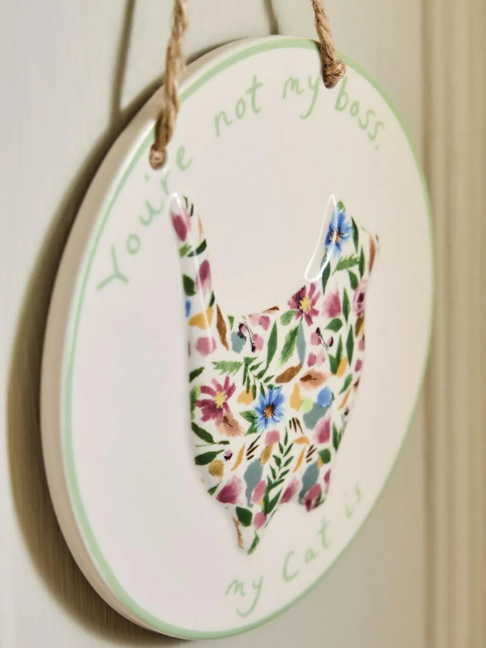 Outlet Next Multi Ceramic Floral Cat Person Hanging Decoration