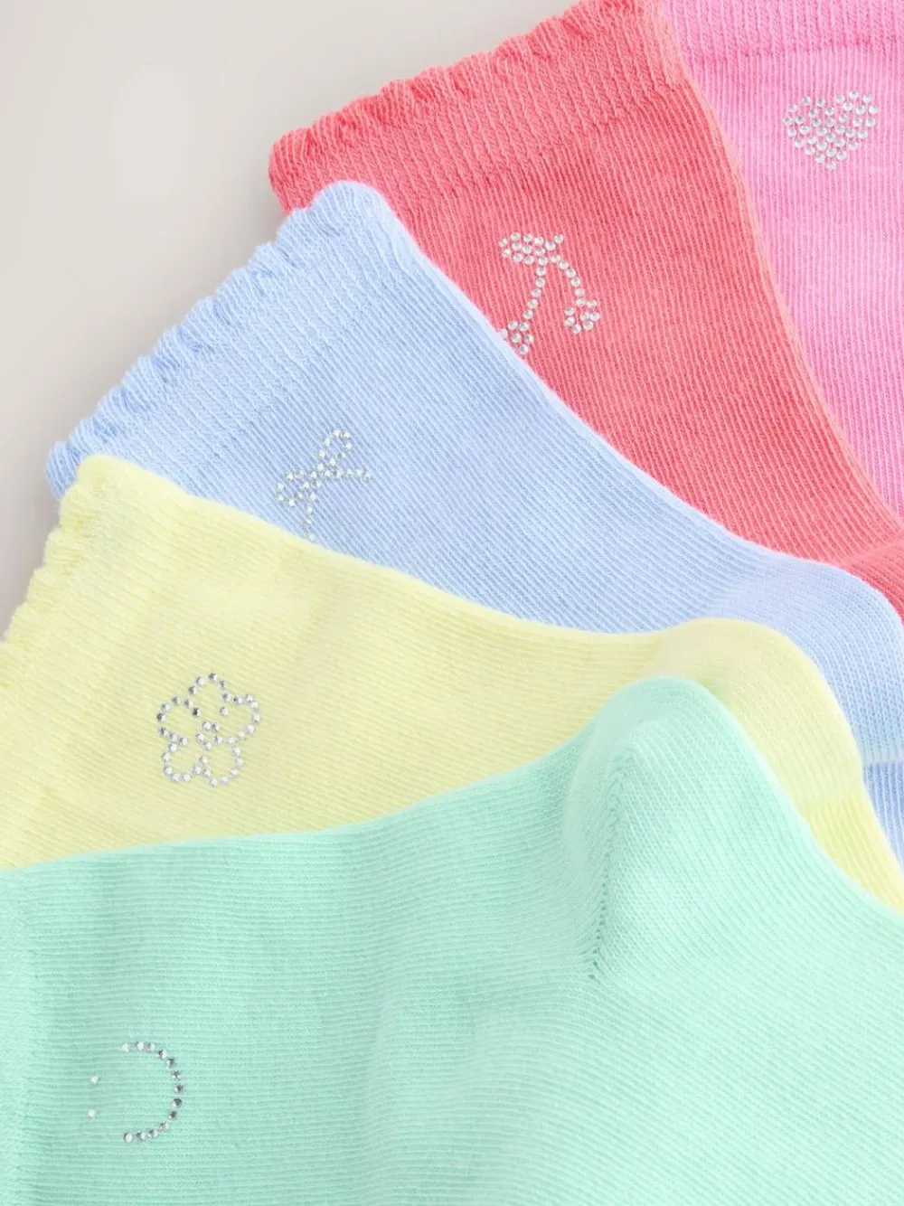 Online Next Cotton Rich Diamante Ankle Socks 5 Pack Multi