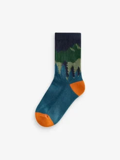 Next Multi Cushioned Footbed Cotton Rich Ribbed Tipped Socks 5 Pack^BOY Socks