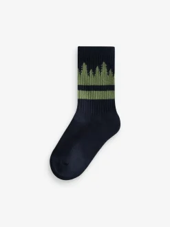 Next Multi Cushioned Footbed Cotton Rich Ribbed Tipped Socks 5 Pack^BOY Socks