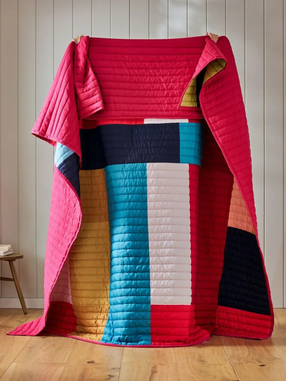Next Multi Quilted Stripe Bedspread^ Cushions & Throws