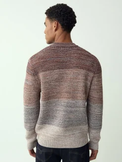 Outlet Next Multi Regular Fit 100% Cotton Ombre Twist Knit Crew Jumper