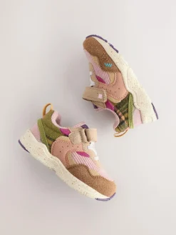 Online Next Standard Fit (F) Elastic Lace Touch Fasten Trainers Multi