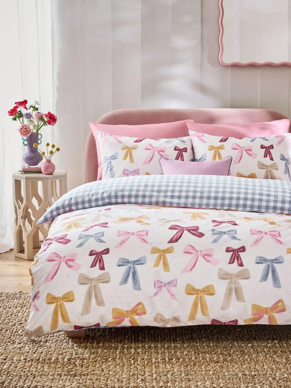Outlet Next Reversible Duvet Cover and Pillowcase Set Multicolour Bows