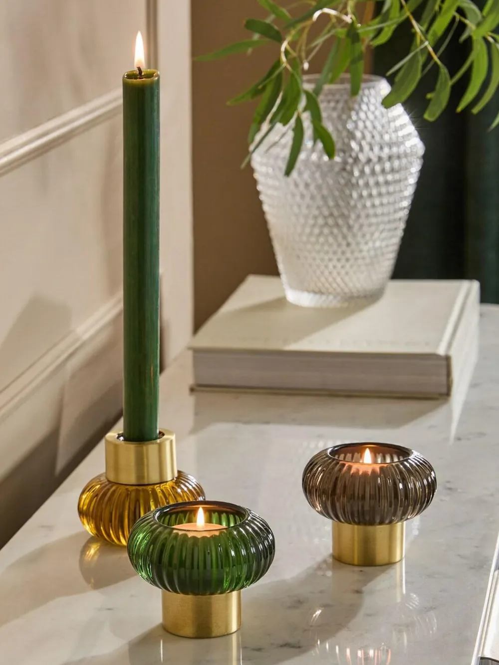 Next Multicolour Cooper Glass Candle Holder Tealight^ Candle Holders & Lanterns