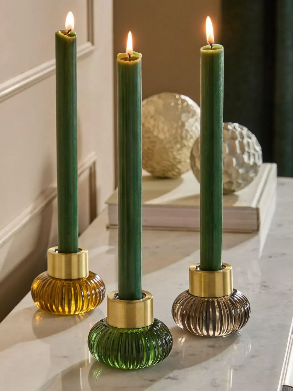 Next Multicolour Cooper Glass Candle Holder Tealight^ Candle Holders & Lanterns