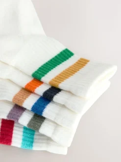 Next Multi/White Cushioned Footbed Cotton Rich Ribbed Tipped Socks 5 Pack^BOY Socks
