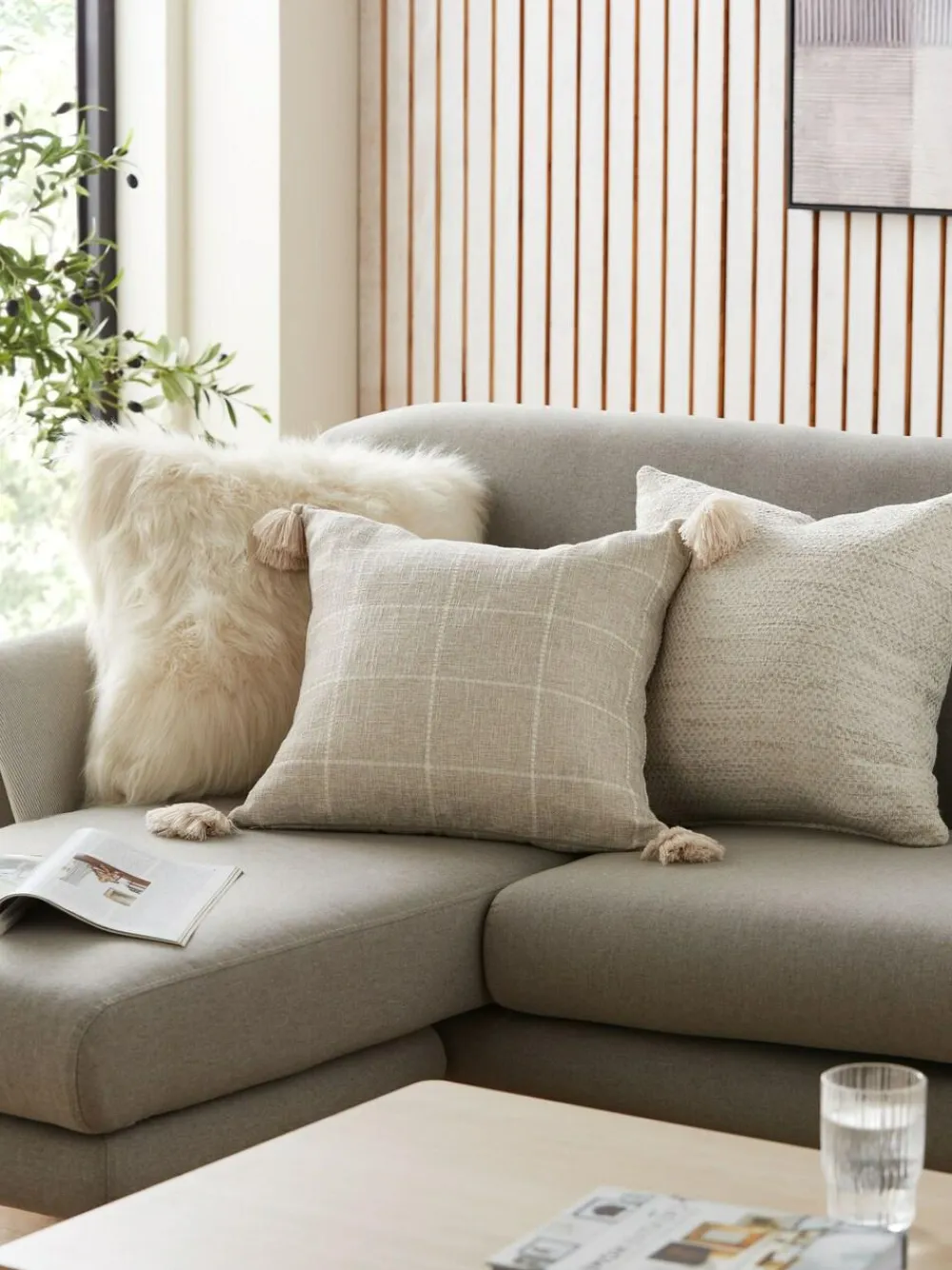 Next Natural 50 x 50cm Ashton Chenille Cushion^ Cushions & Throws