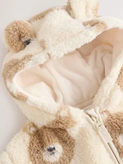Outlet Next Natural Bear Face Fleece Zip Jacket (0mths-2yrs)