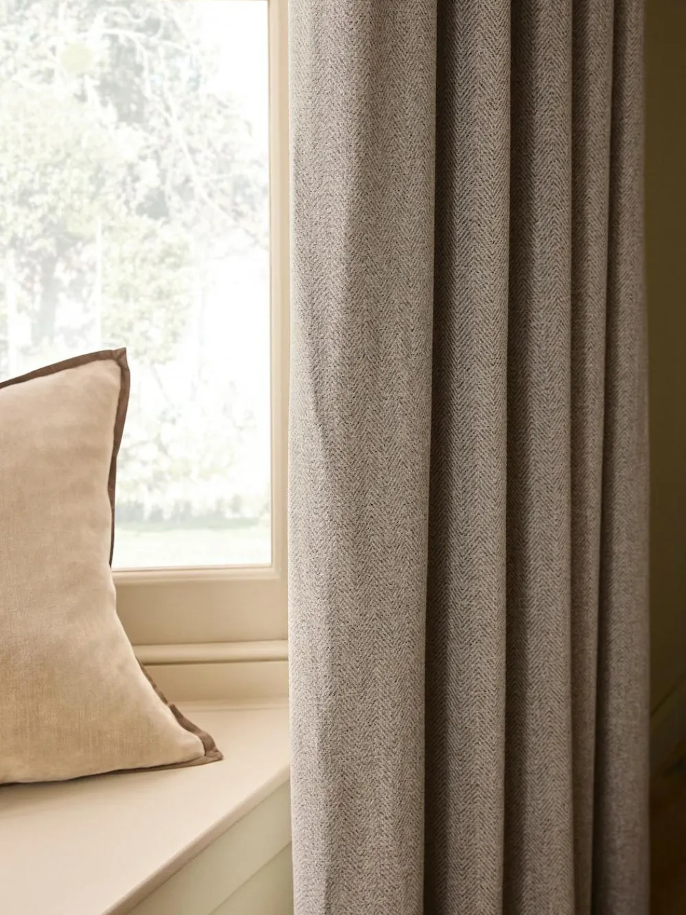 Next Brushed Herringbone Pencil Pleat Blackout Thermal Curtains^ Curtains & Blinds