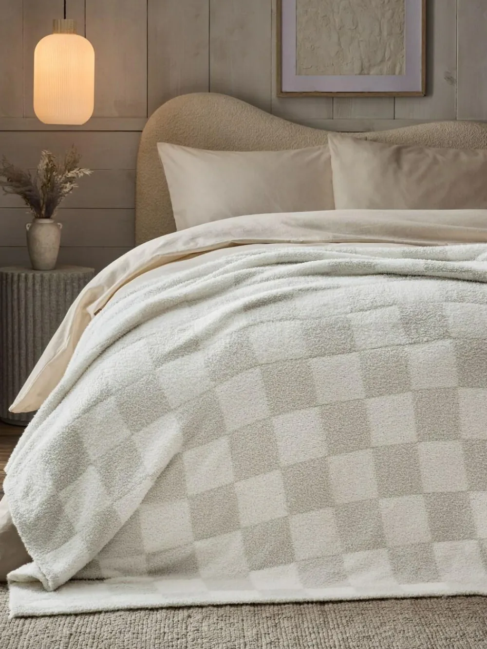 Next Natural Checkerboard Knit Fleece Throw^ Cushions & Throws