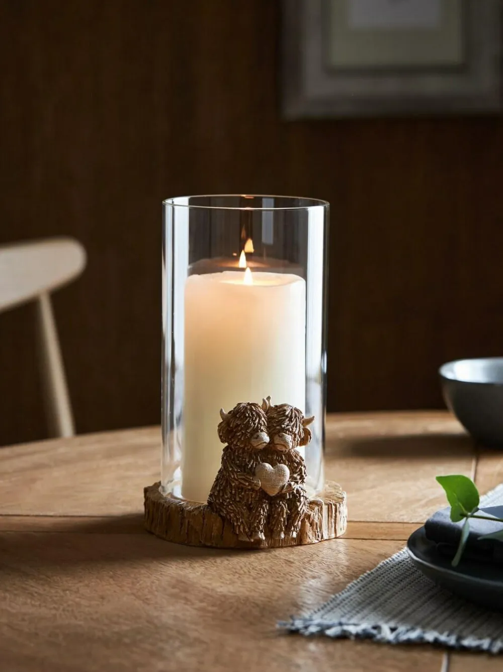 Next Natural Hamish The Highland Cow Hurricane Candle Holder^ Candle Holders & Lanterns