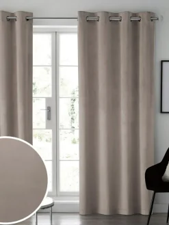 Hot Next Natural Mink Matte Velvet Lined Curtains