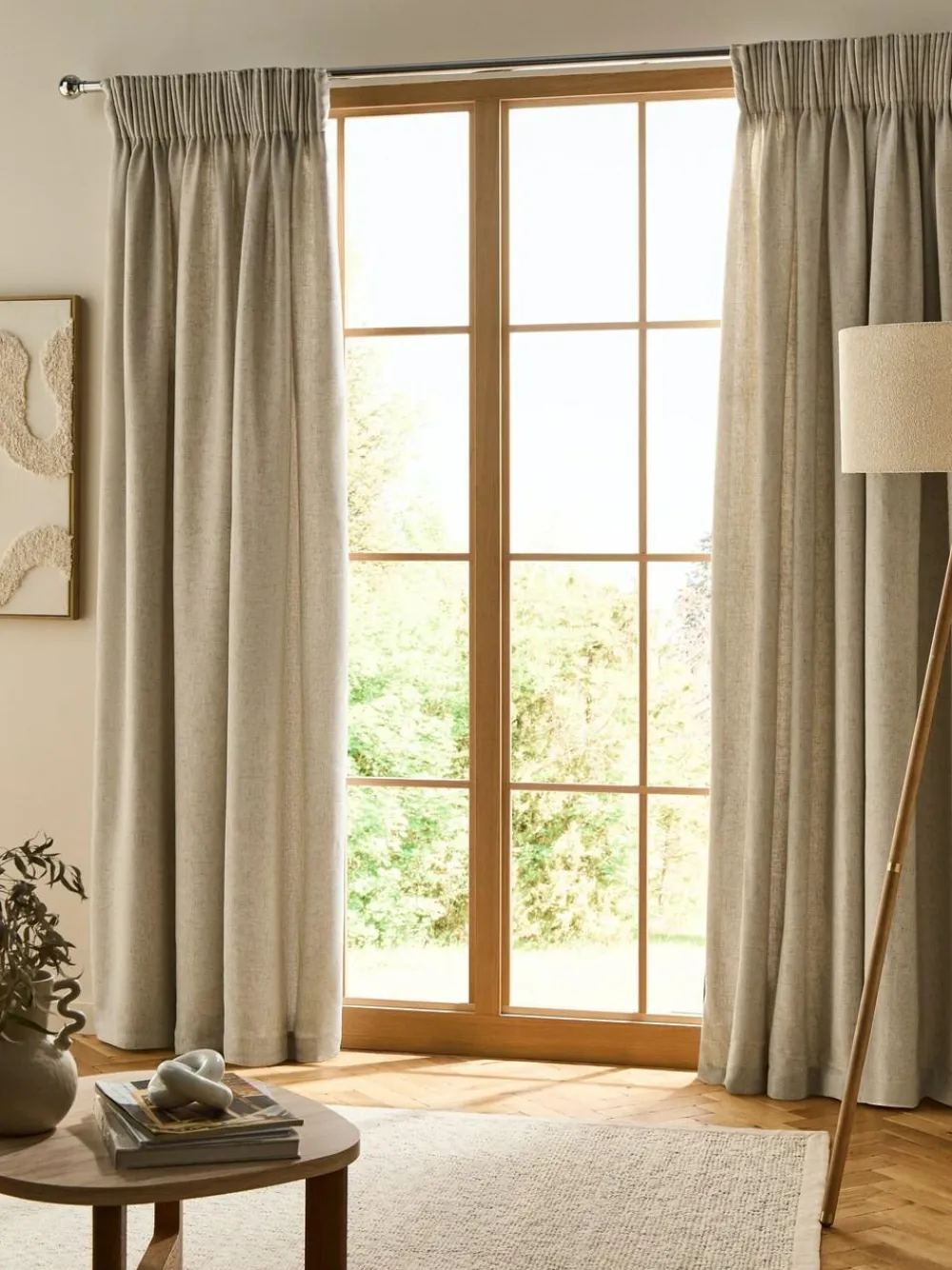 Next Soft Weave Linen Blend Pencil Pleat Lined Curtains^ Curtains & Blinds