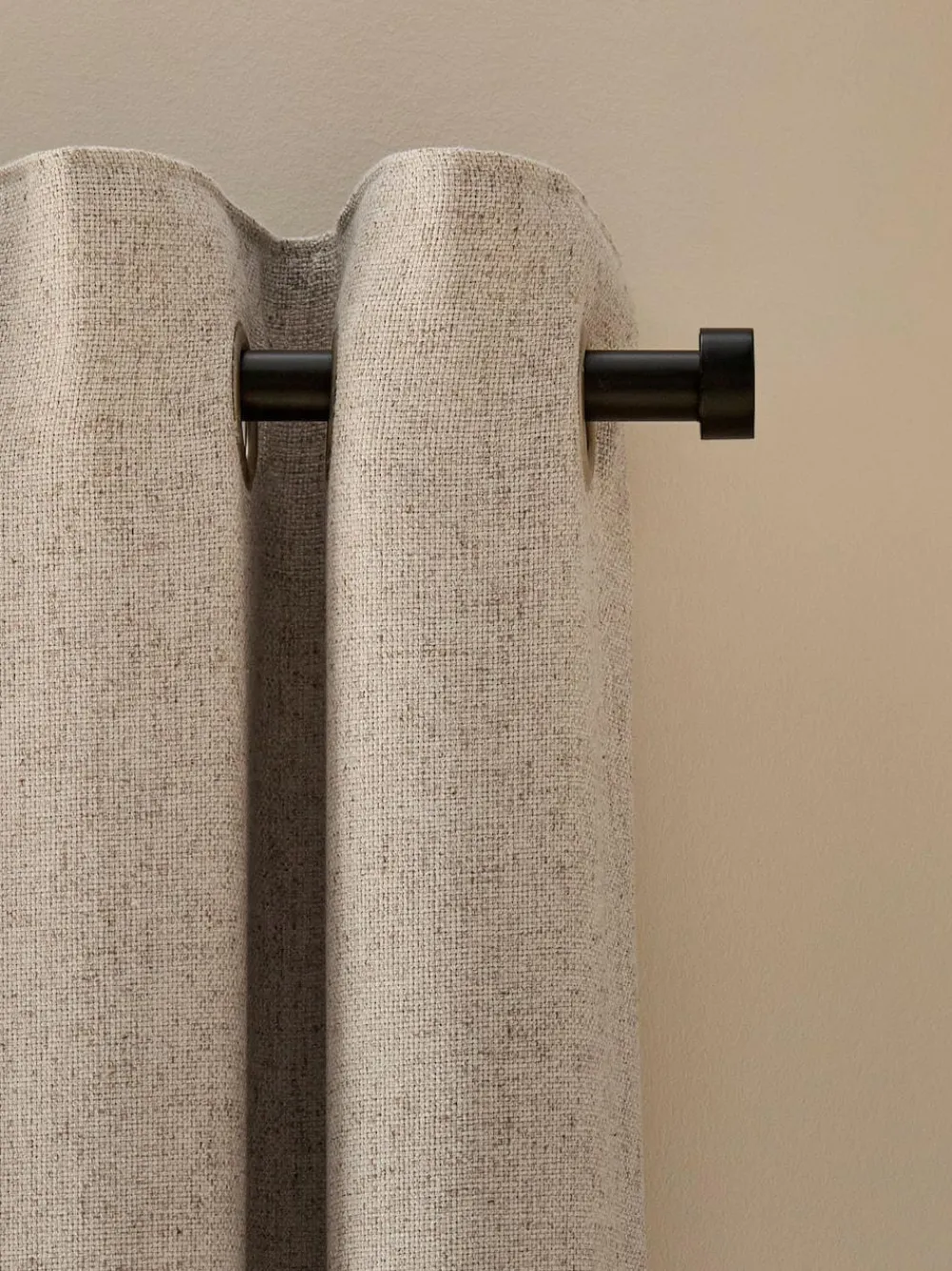 Hot Next Soft Weave Linen Blend Lined Eyelet Curtains Natural