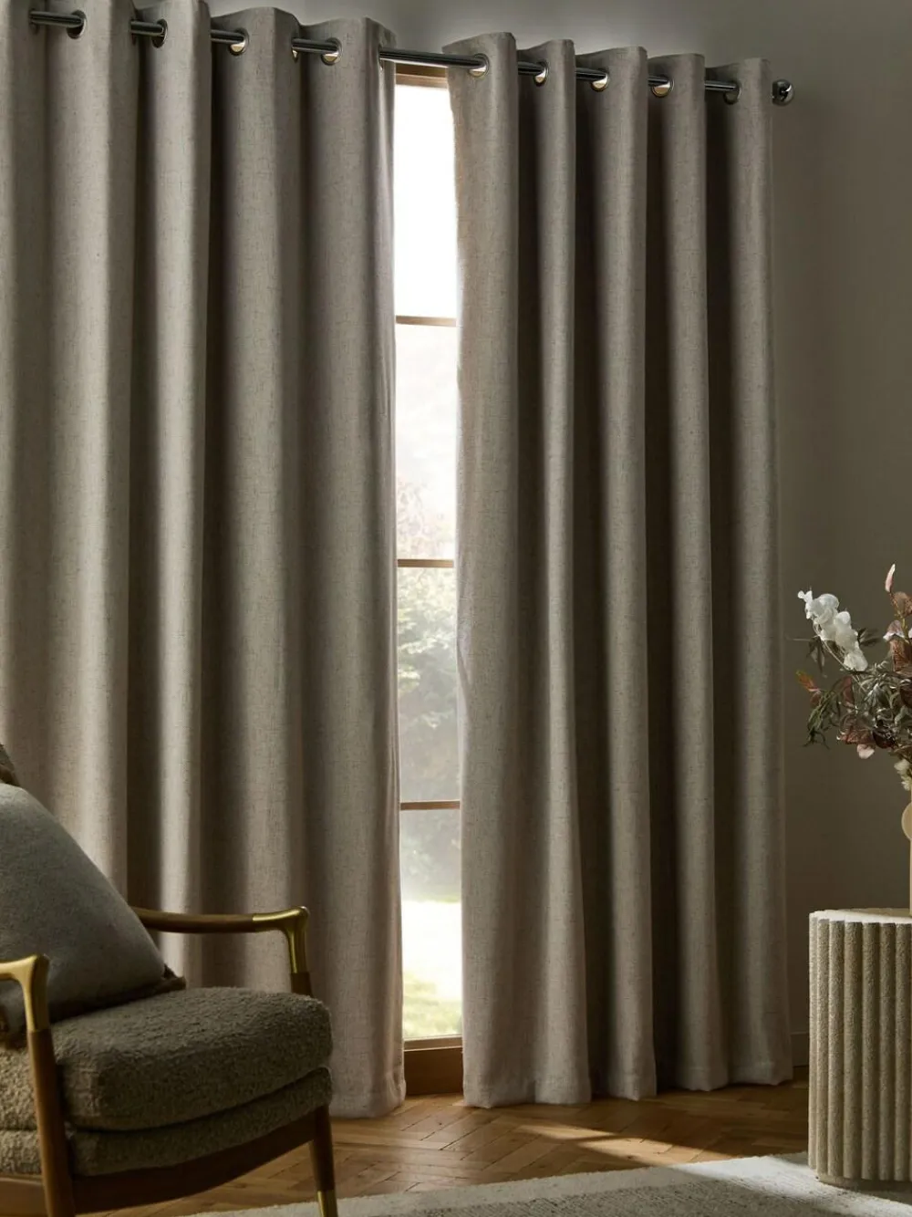 Next Soft Weave Linen Blend Blackout/Thermal Eyelet Curtains^ Curtains & Blinds