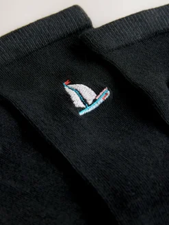 Next Nautical Fisherman Print Embroidered Motif Ankle Socks 4 Pack