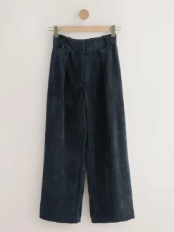 New Next Cord Wide Leg Trousers Navy Blue