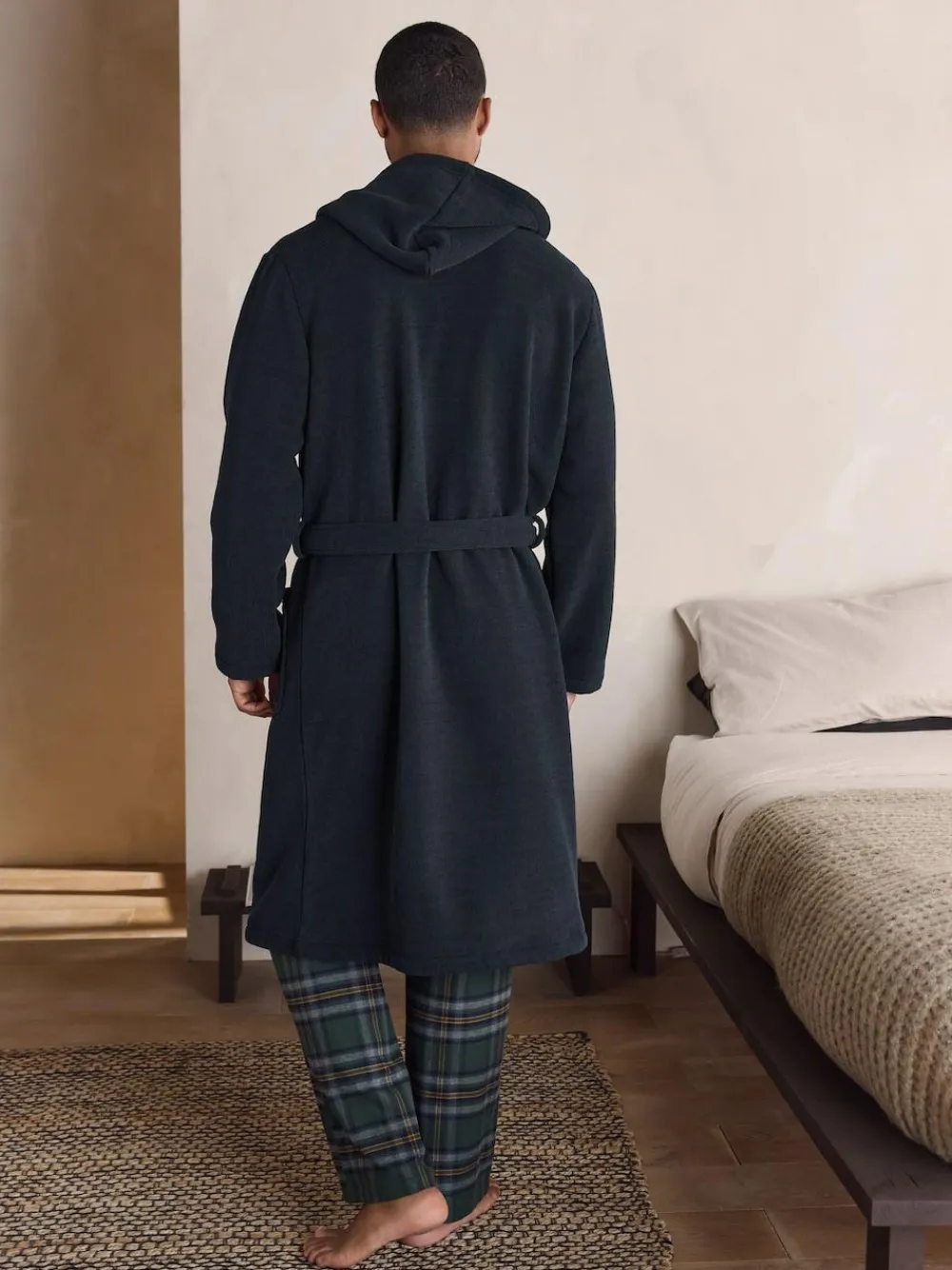 Outlet Next Corded Textured Dressing Gown Navy Blue