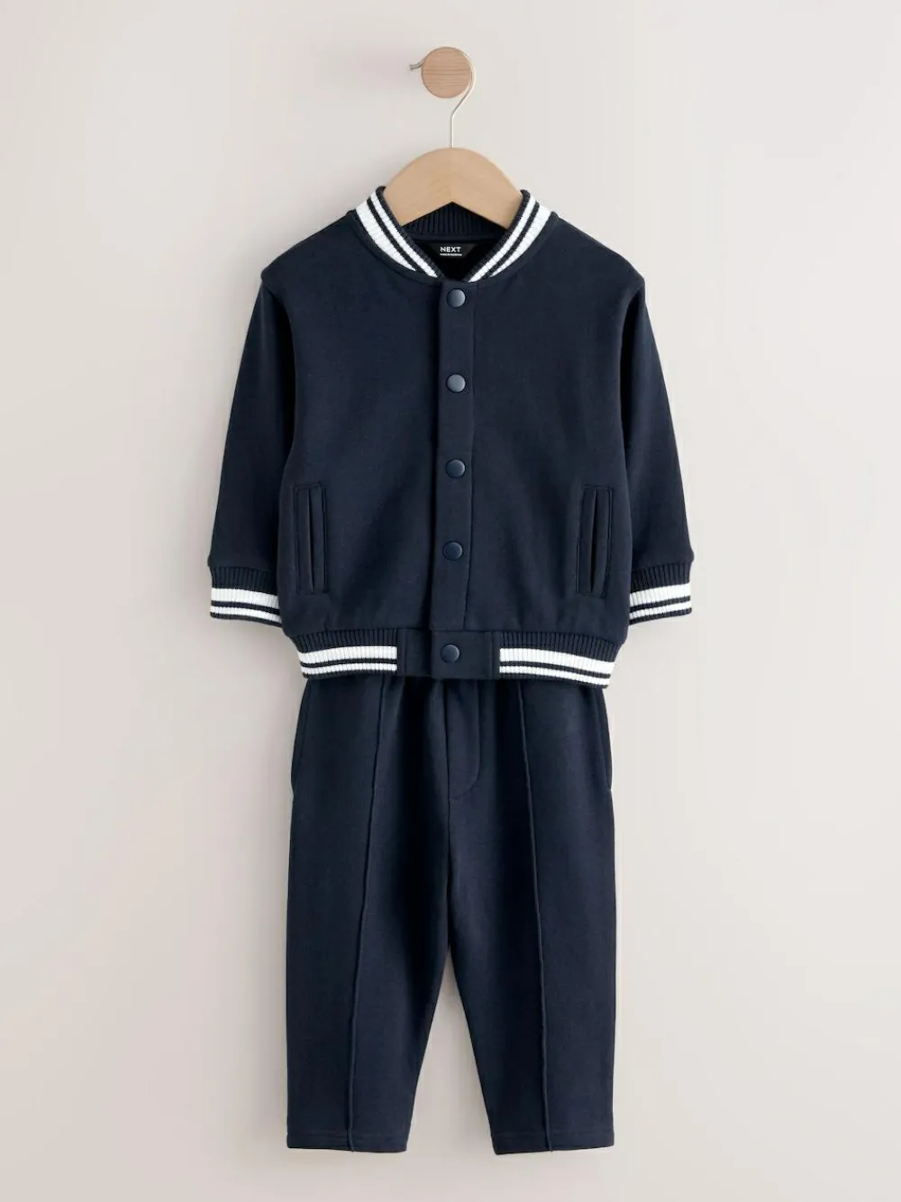 Hot Next Navy Blue Jersey Letterman Jacket and Trousers Set (3mths-7yrs)