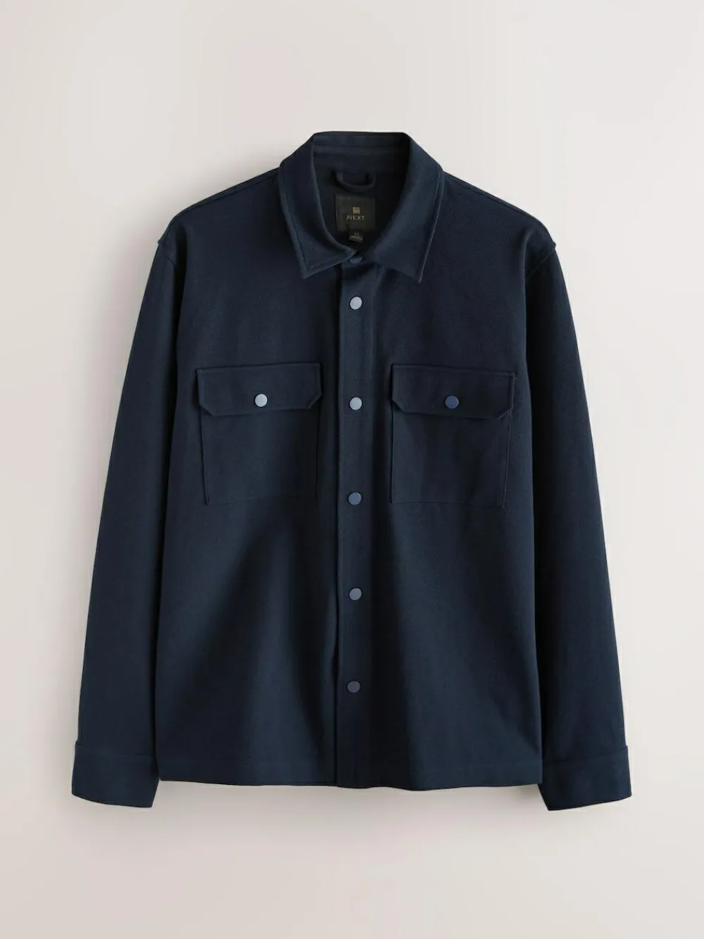 Next Navy Blue Jersey Twill Popper Shacket^ Occasionwear|Coats & Jackets