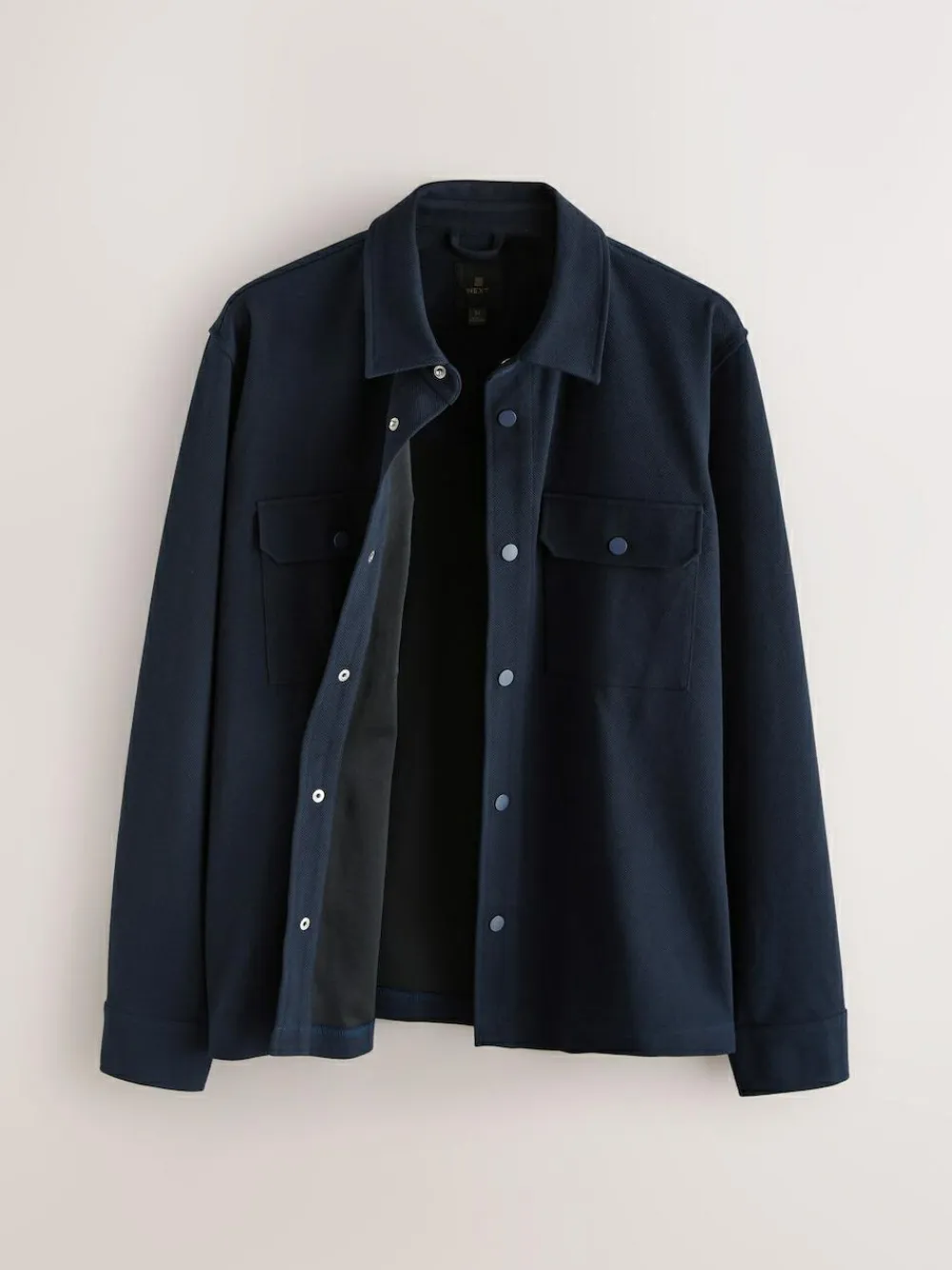 Next Navy Blue Jersey Twill Popper Shacket^ Occasionwear|Coats & Jackets