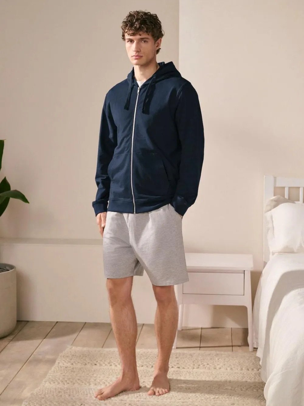 Hot Next Navy Blue Lightweight Zip Up Hoodie