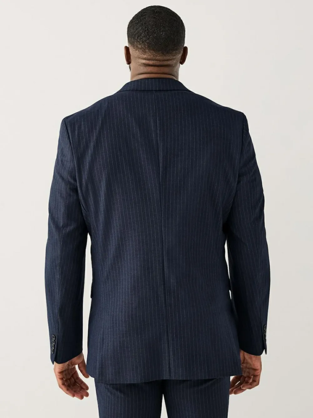 Best Next Navy Blue Muscle Fit Motionflex Stretch Stripe Suit Jacket