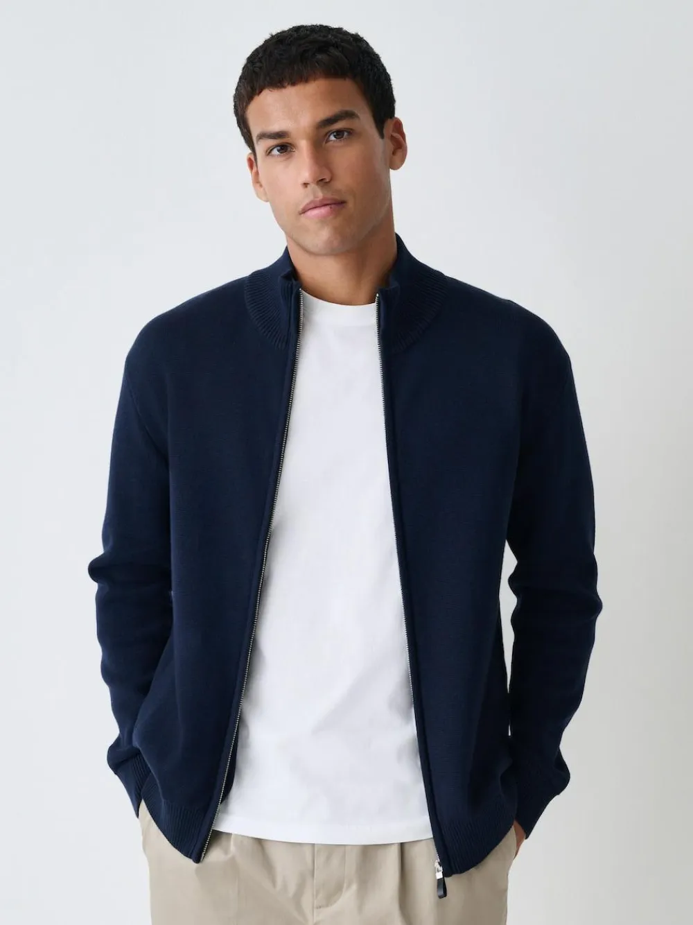 Next N.Premium Regular Fit 100% Cotton Premium Zip-Through Cardigan^ Knitwear|Knitwear