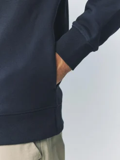 Next Navy Blue Quarter Zip Cotton Rich Jersey Sweatshirt^ Nightwear|Sweatshirts & Hoodies