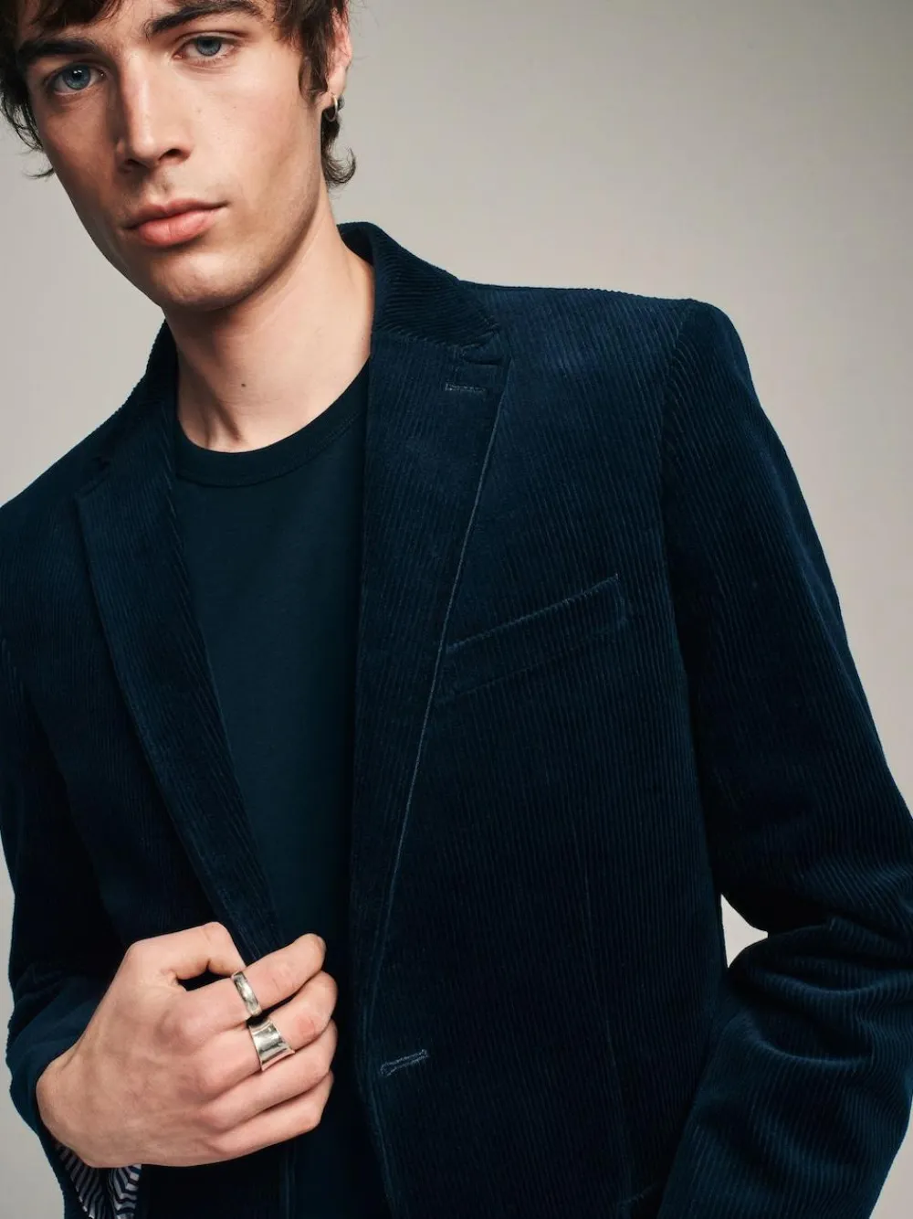 Sale Next Regular Fit Cord Blazer Navy Blue