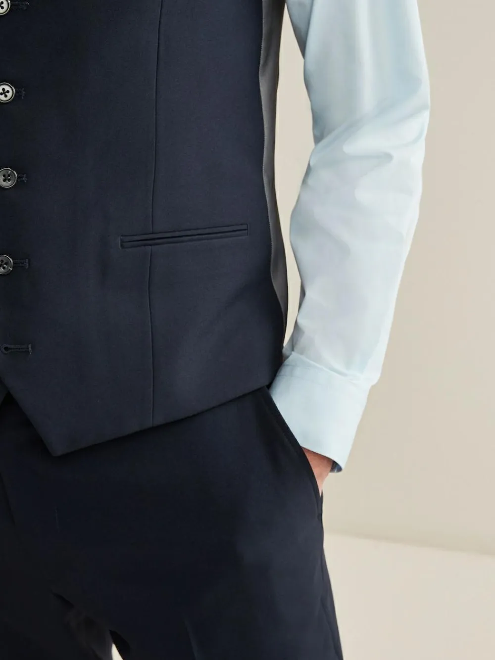 Next Regular Fit Essential Suit Waistcoat Navy Blue