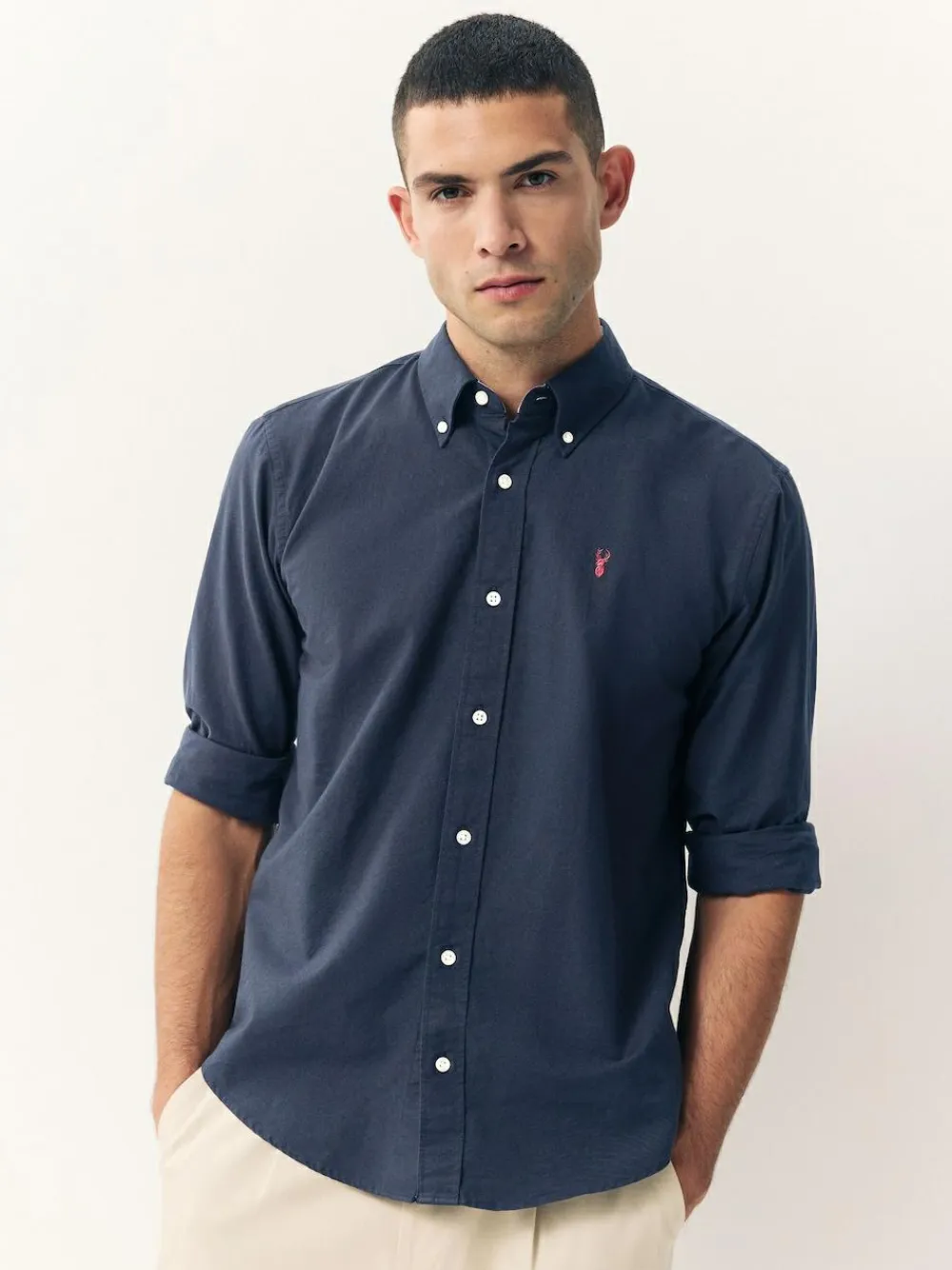 Next Navy Blue Regular Fit Long Sleeve Oxford Shirt^ Occasionwear|Shirts