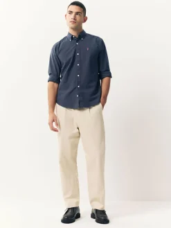 Next Navy Blue Regular Fit Long Sleeve Oxford Shirt^ Occasionwear|Shirts