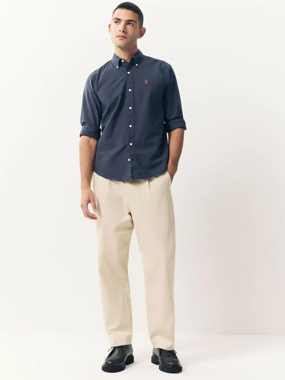 Next Navy Blue Regular Fit Long Sleeve Oxford Shirt^ Occasionwear|Shirts